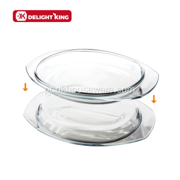 Pote de casserola de vidro eco-friendly de venda de 1,5L com tampa